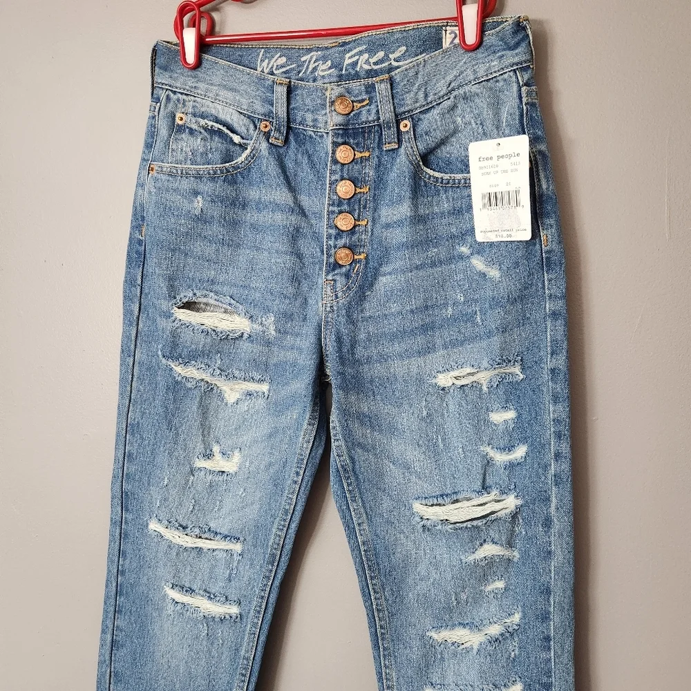 Free People Soak Up The Sun Denim size 24 NWT raw hem high rise